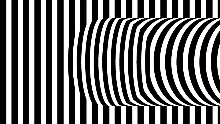 Abstract black and white graphic showing modulated stripes