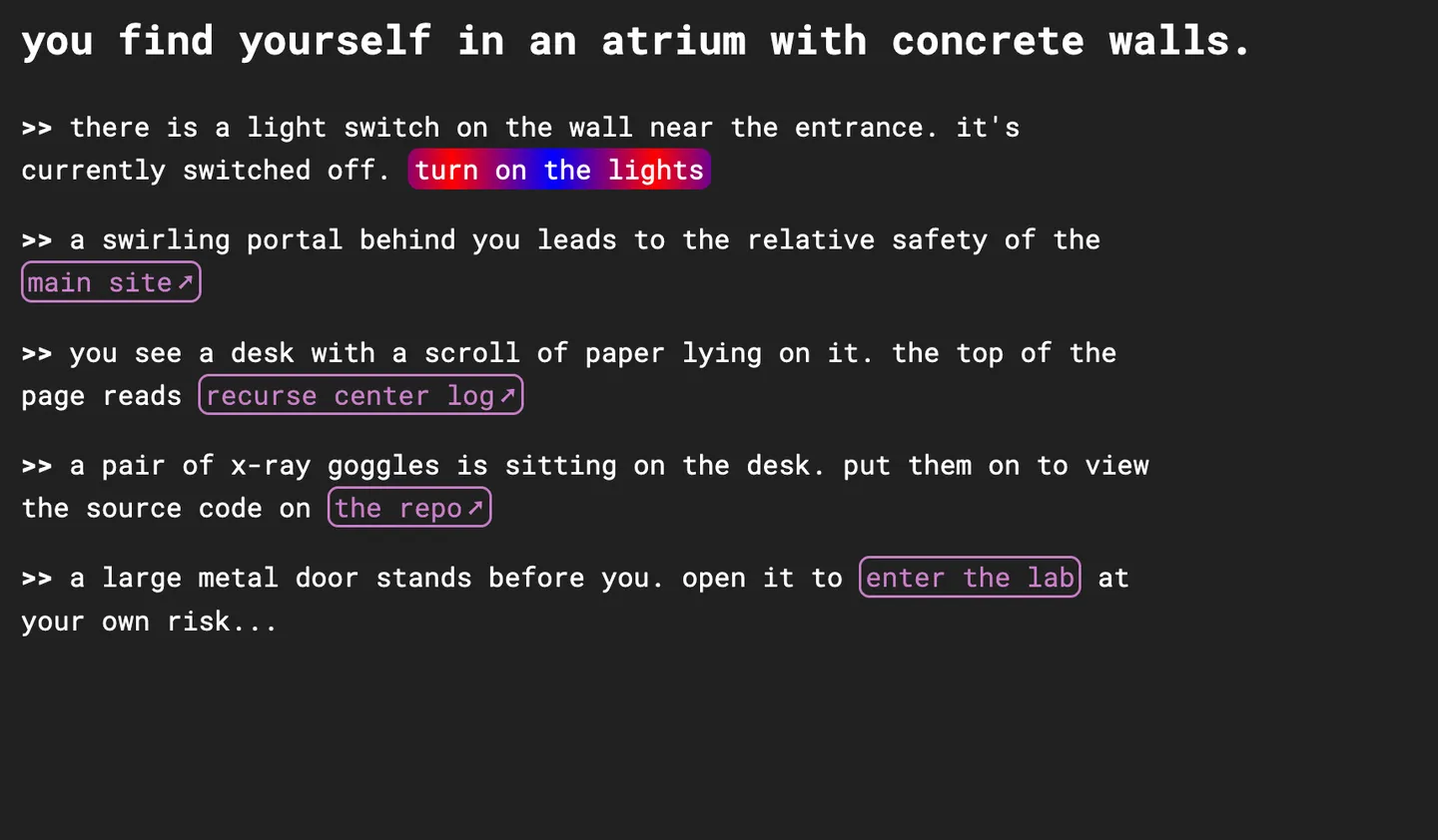 Screenshot of The Lab site