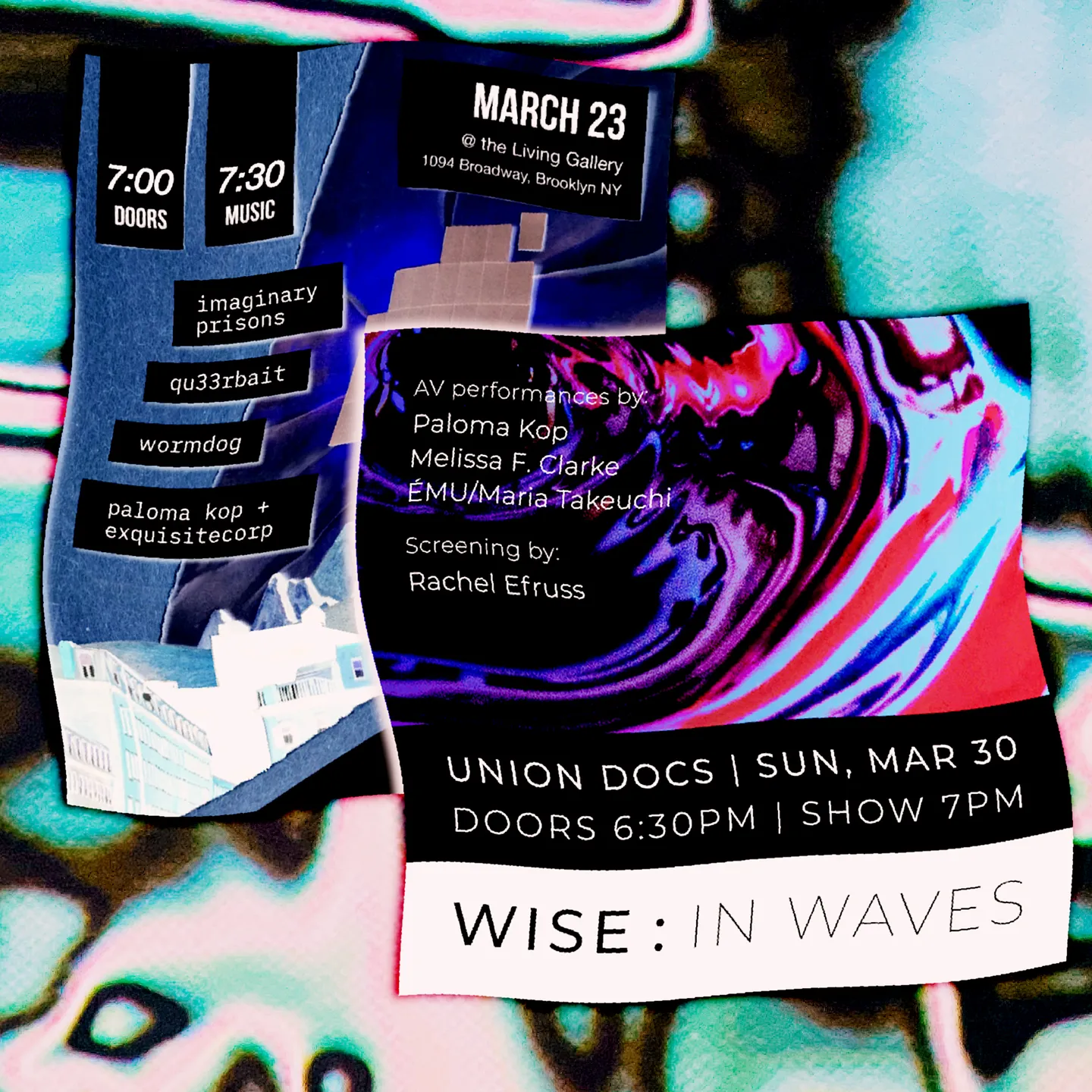 Flyers for two shows in March 2025