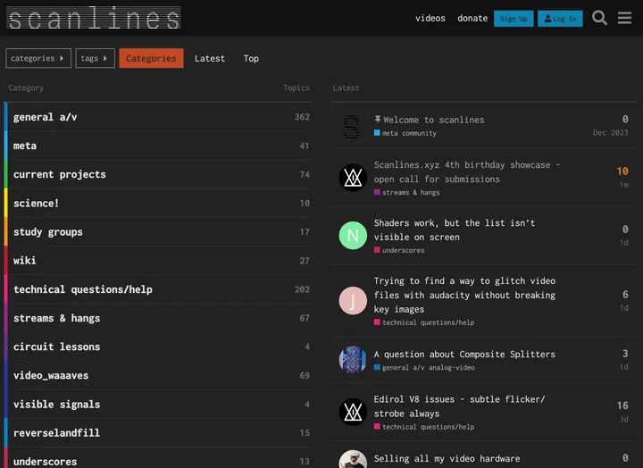 screenshot of Scanlines.xyz