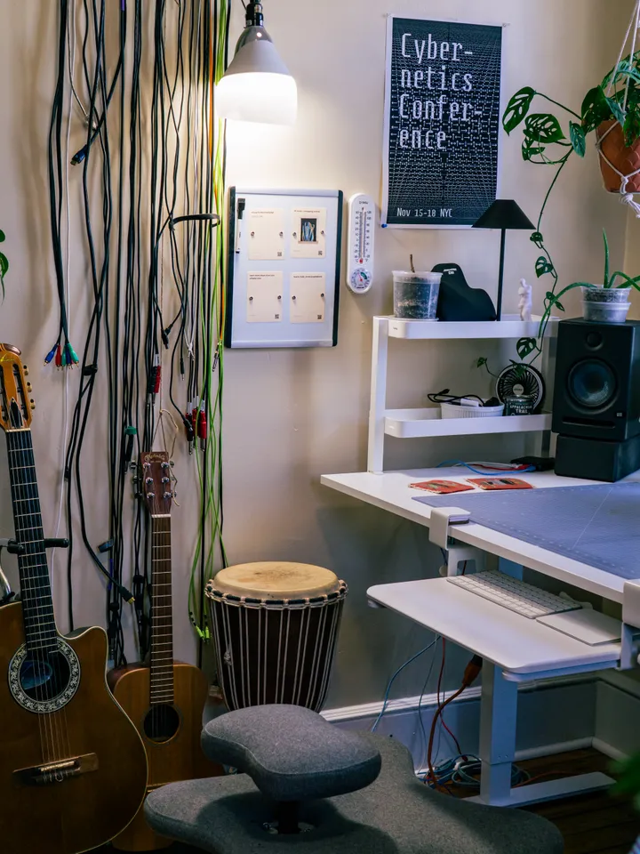 The whiteboard in situ in my studio next to the desk