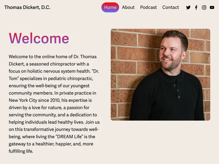 screenshot of Thomas Dickert's website