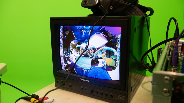 Close up on TV displaying processed output